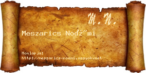 Meszarics Noémi névjegykártya